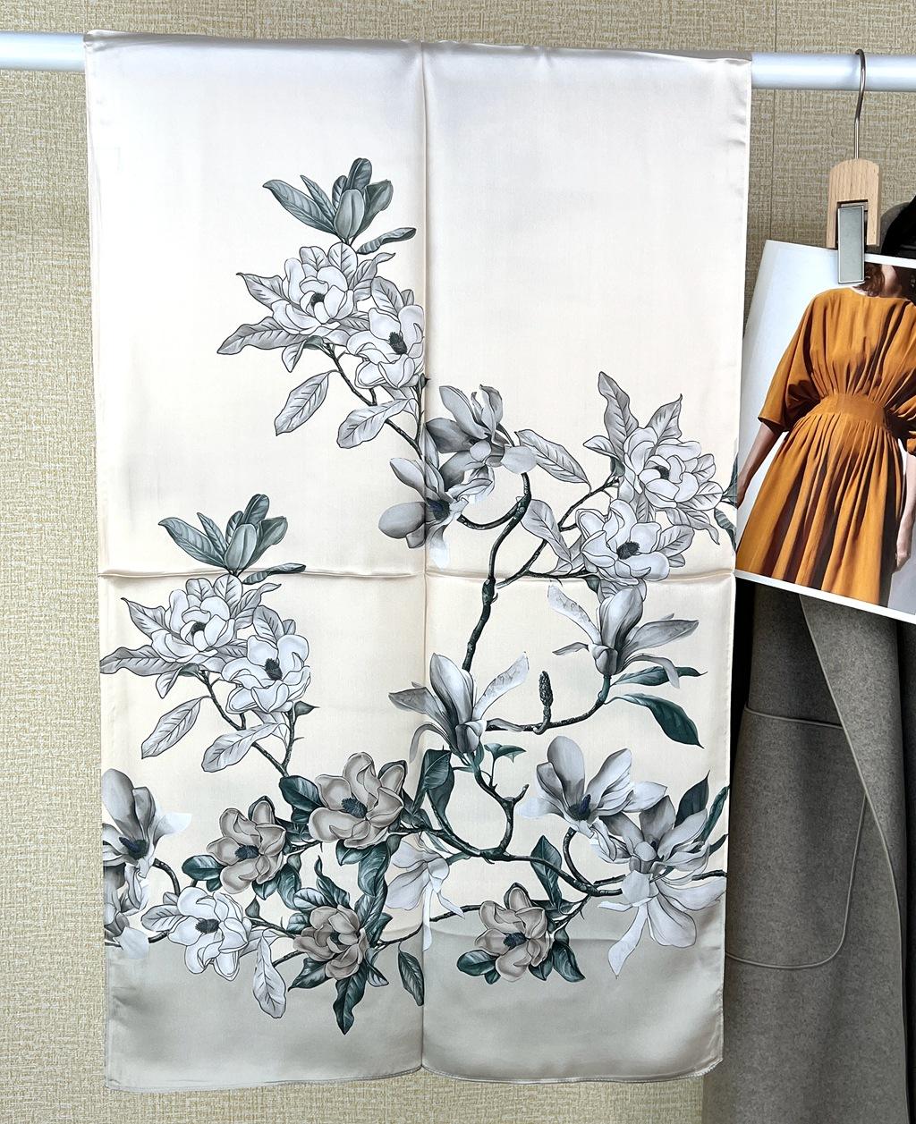 

National Style Retro Silk Road High-End Light Luxury Silk Silk Scarf Spring And Autumn Long Silk Scarf Shawl Mulberry Silk Scarf 53X170CM