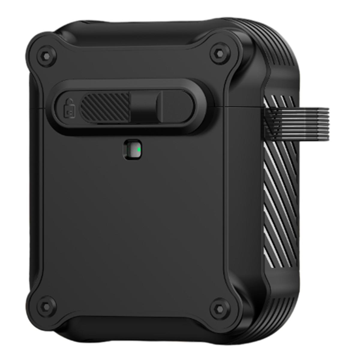 

Чехол для наушников из ТПУ+ПК с передним замком для Apple AirPods с беспроводным зарядным кейсом (2019)/AirPods с зарядным чехлом (2019)/(2016) Black