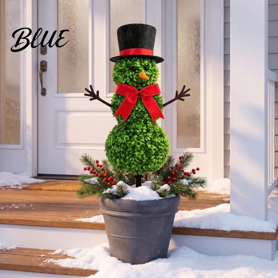 Outdoor Christmas Snowman Stake Yard Stake, Simulation Topiary Decoration for Home Decor Indoor Porch Garden, Festive Holiday Durable Plastic
