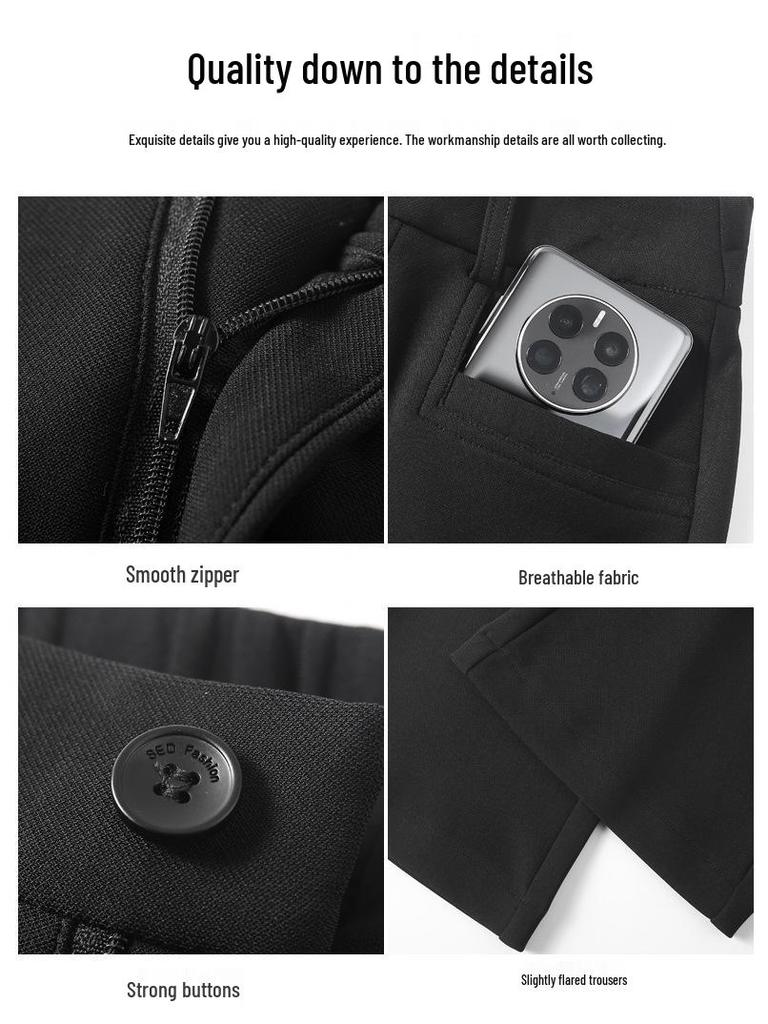 Women's Black High-Waisted Flared Pants - Fall 2025 Slimming Fit, Micro-Flared Casual Trousers