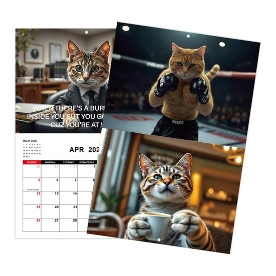 Corporate Cat 2026 Calendar Vertical Wall Hanging Calendar with 12 Kitten Illustrations 12 Monthly Planner for Office Home Organizing Scheduling