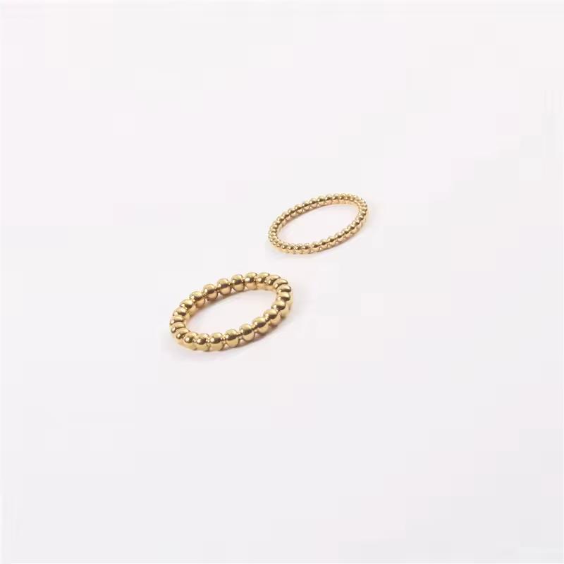 Anello in Acciaio Inossidabile Sottile Placcato Oro 18k Minimalista Acciaio Inossidabile Piccola Sfera Solida Anello Impilabile per Donna