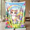 Rainbow Cat Dreamscape 1 Theme Blanket Lightweight Warm Flannel Blanket Decorative Throw Blanket for Home Decoration