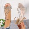 Fashion Women Sandals Rhinestone Pointed Toe Luxury Sexy High Heels Wedding Shoes Summer Elegant Bridal Shoes Comfortable