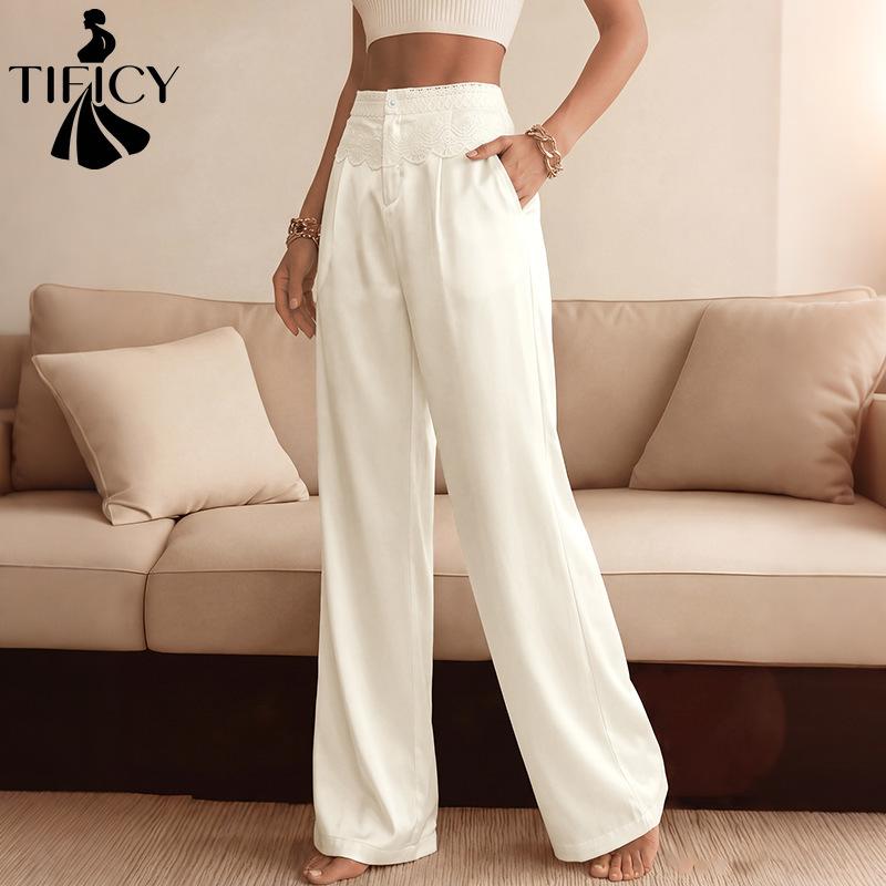 TIFICY Damenmode, lässig, einfarbig, bedruckt, hohe Taille, Hosen, Hosen und Caprihosen
