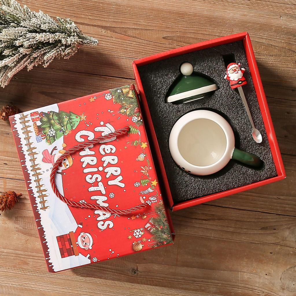 Christmas Themed Ceramic Mug with Lid