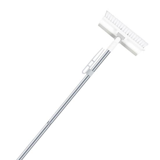 2-in-1 Scalable Floor Cleaning Scrub Brush with Long Handle Portable V-Shaped Stiff Bristle Cleaning Brush with Squeegee