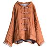 Johnature Frauen Vintage Leinen Parkas Taste Einfarbig Mäntel Winter Stand Plus Baumwolle Taschen Weibliche Chinesische Parkas