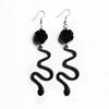 Gothic Black Rose & Snake Butterfly Earrings