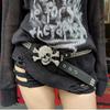 Silver Skull Buckle Women's Belt Hip Hop Punk Girls Black Pu Pin Buckle Girdle Goth Retro Jeans Accessories Rivet Waistband