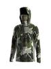 Men Splash Print Hooded Fishing Shirt Built‑in Face Mask UPF50+ UV Protection Mesh Sides Quick Dry Long Sleeve Outdoor Top