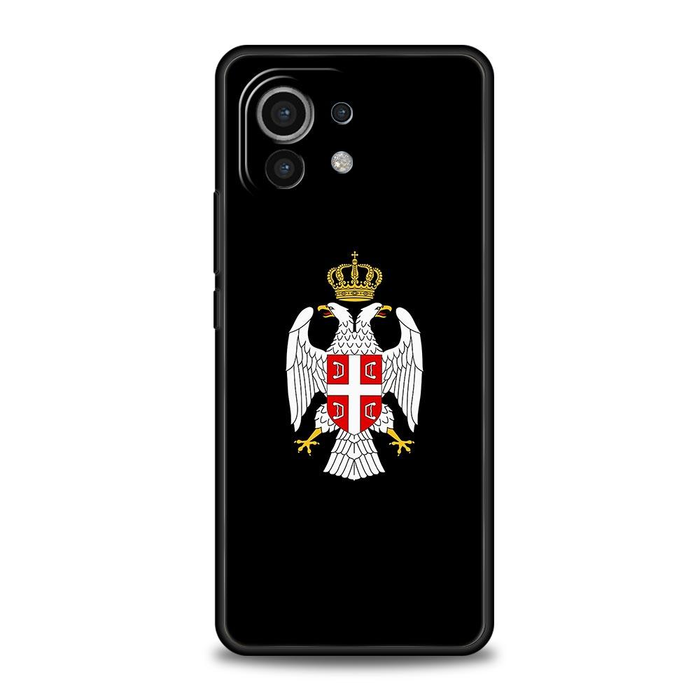 Serbien Flagge Handyhülle Für Xiaomi Mi 15 14 Pro 13 12 11 Lite 5G 10T 11T 12T 13T 14T Poco X6 X5 X4 X3 NFC F3 F4 GT Schwarze Hülle