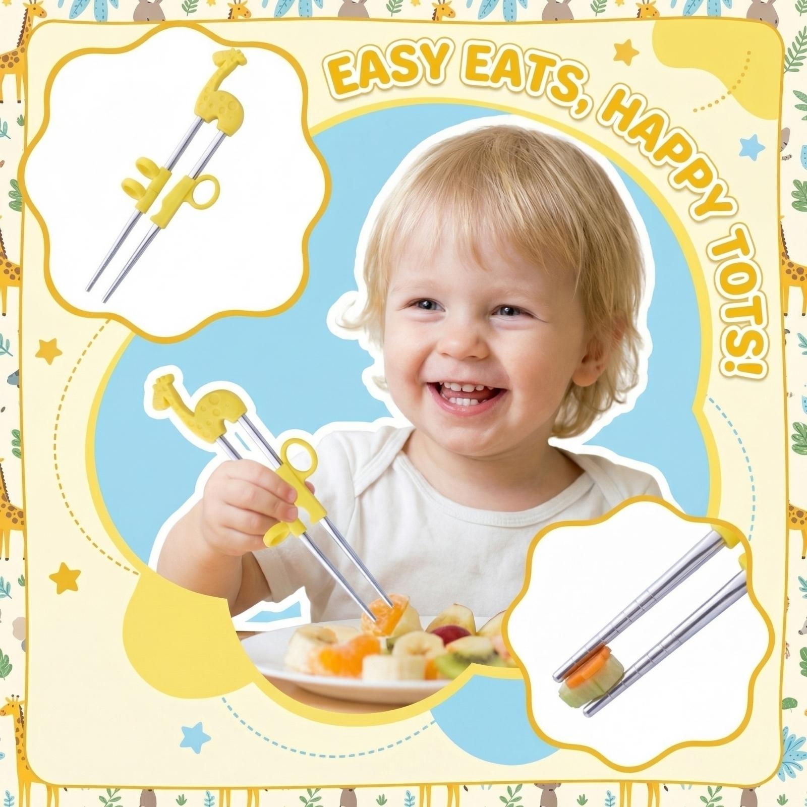 Children s Training Chopsticks Tableware Stainless Steel Practice Chopsticks one size