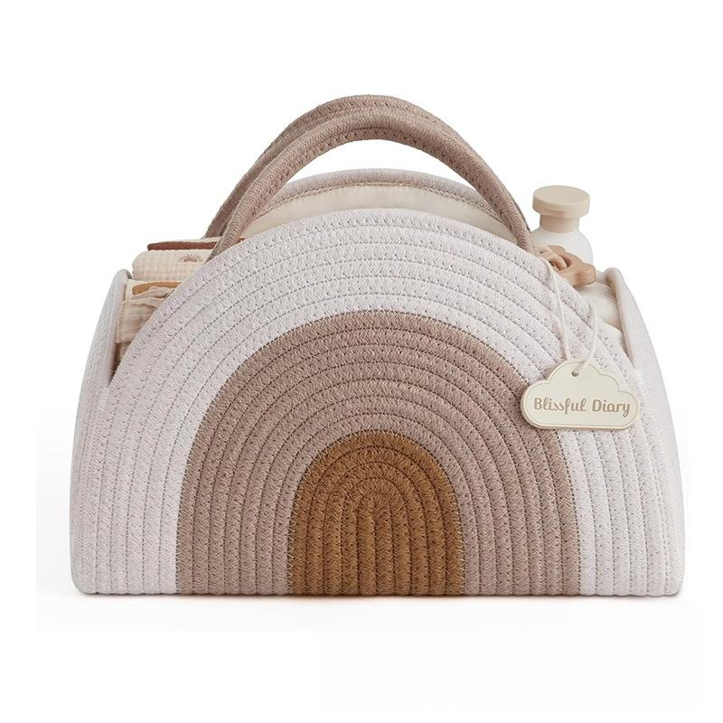 Home Cotton Rope Storage Basket Baby Diaper Basket Diaper Bag Newborn Diaper Storage Basket Household Item Storage Bag Supplies 32x20x22CM