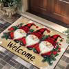 Christmas Gnome Floor Mat Entryway Bathroom Non-Slip Door Cartoon Snowflake Design Crystal Velvet Washable
