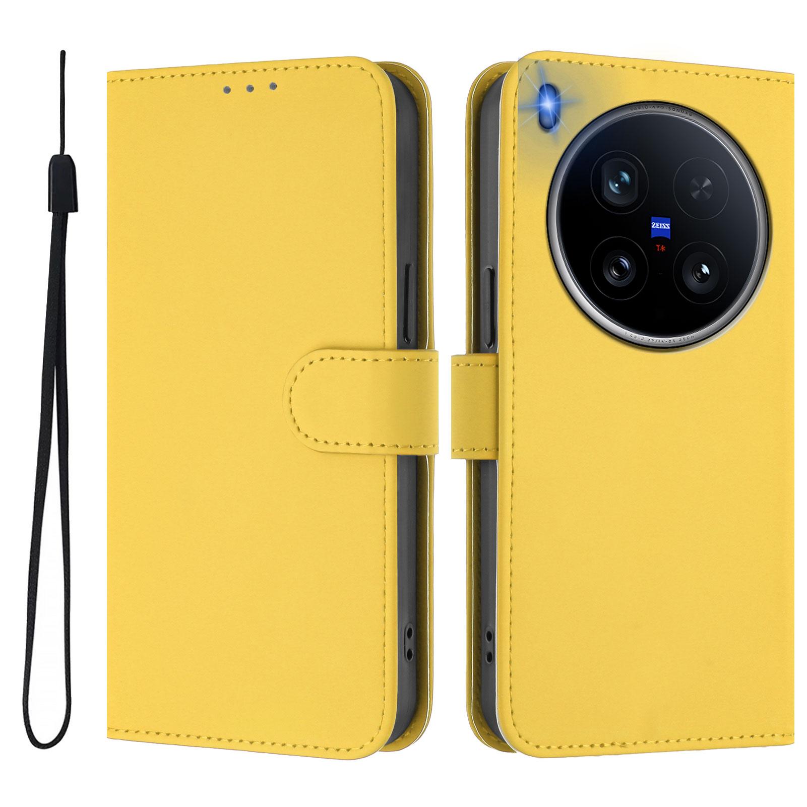 

For vivo X200 Ultra 5G Case Solid Color Wallet Leather Phone Cover with Strap F