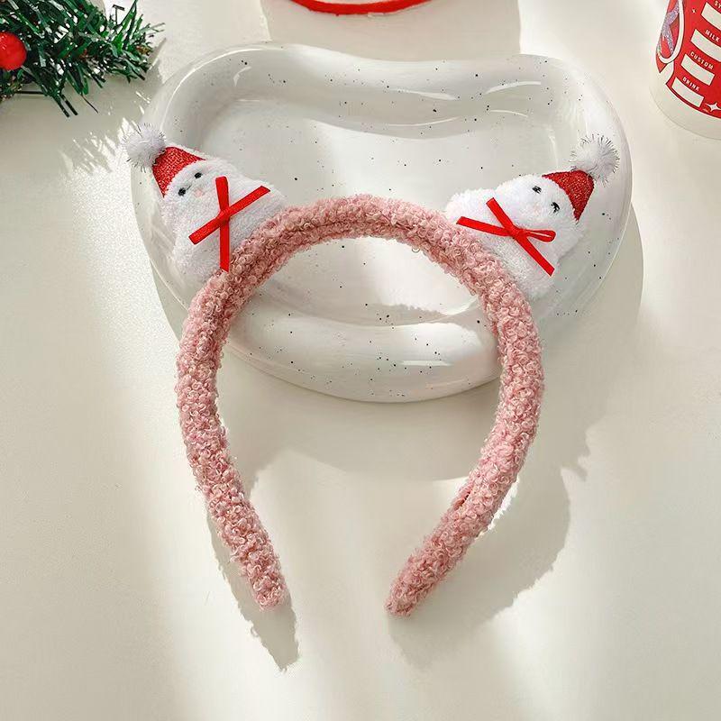 2025 Fuzzy Christmas Snowman Headband - Sweet Plush Hair Accessory & Ornaments