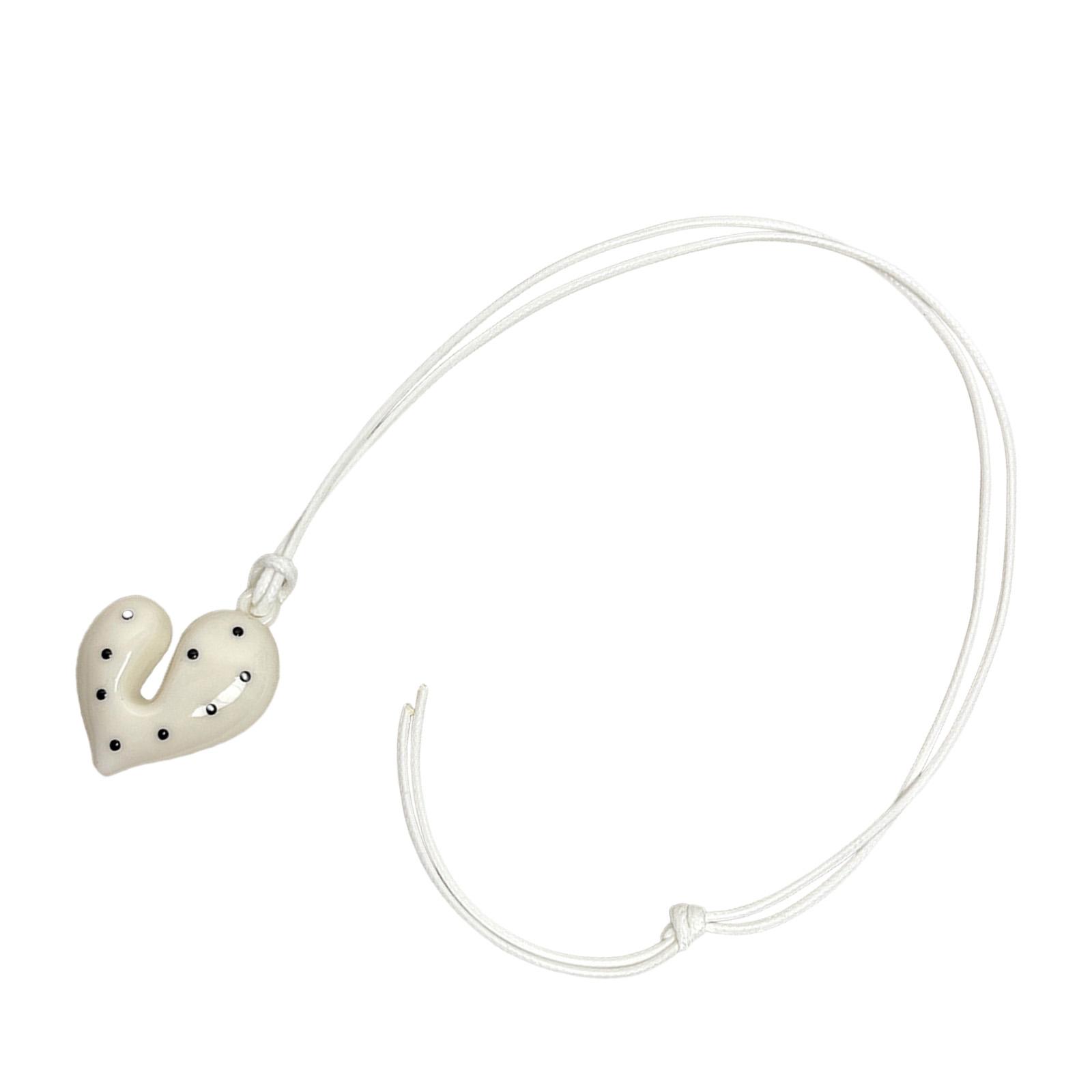 

Fashionable Layering Sweater Chain Collarbone Necklace Feature Bowknot Heart Bowknot Charm White Rope Design