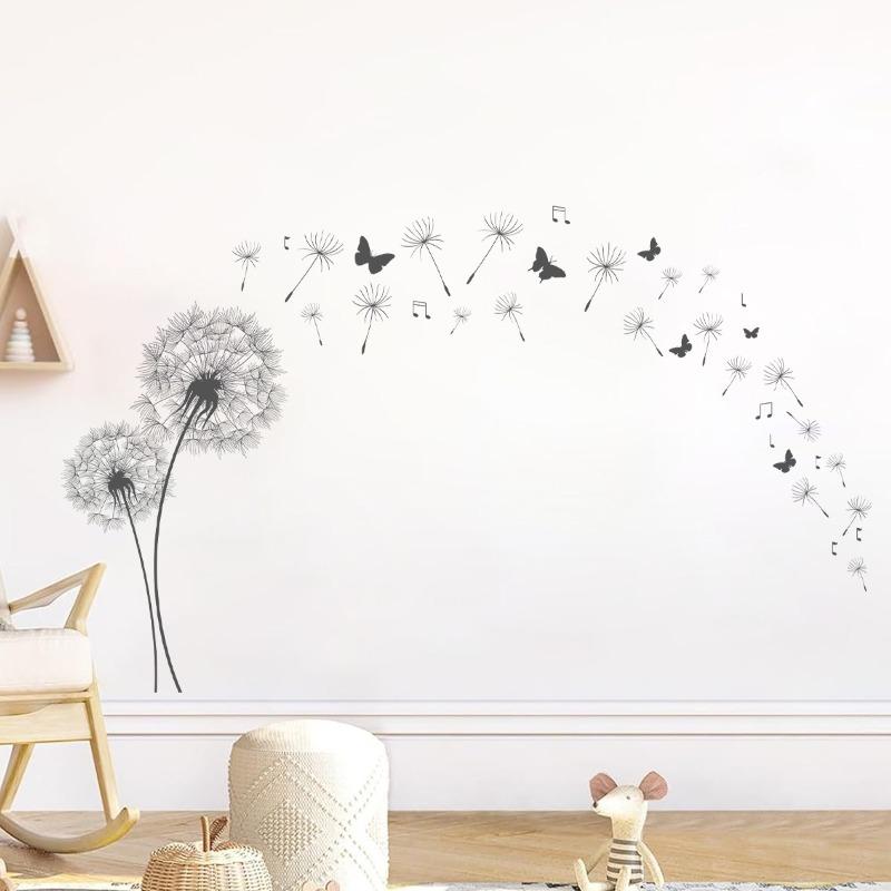 1 Pezzo Fiore di Tarassaco Sagomato Farfalle Adesivi Murali per Stanza dei Bambini Decalcomanie Murali Decorazioni per la Casa Sfondo Decorazione Camera da Letto