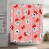 Adorable Red Bow Print Bear Shower Curtain Pink Bath Decoration Waterproof Home Decor Bathroom Artistic Animal Pattern Fabric Ra