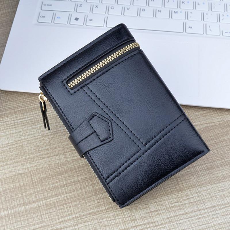 Solid Color Wallet  Short Card Holder Luxury Designer Solid Color Clutch Bag Ultra-Thin Leather Wallet For Women