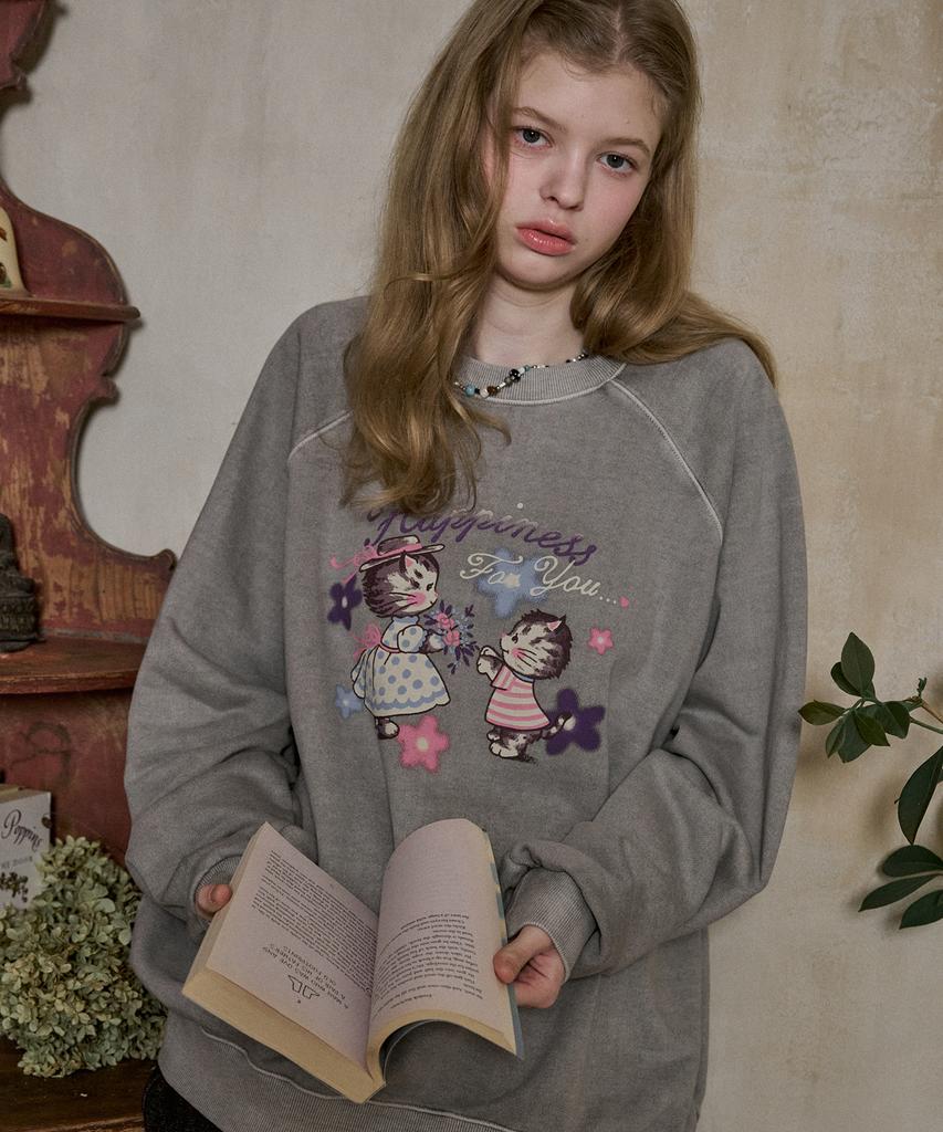 CPGN STUDIO Happy Tommy Raglan Pigment Sweatshirt Ghost Grey