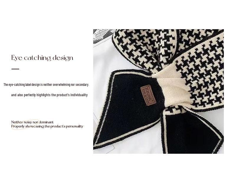 Women's Houndstooth Double-Sided Scarf Set - Thickened, Versatile, Autumn/Winter Neck Warmer