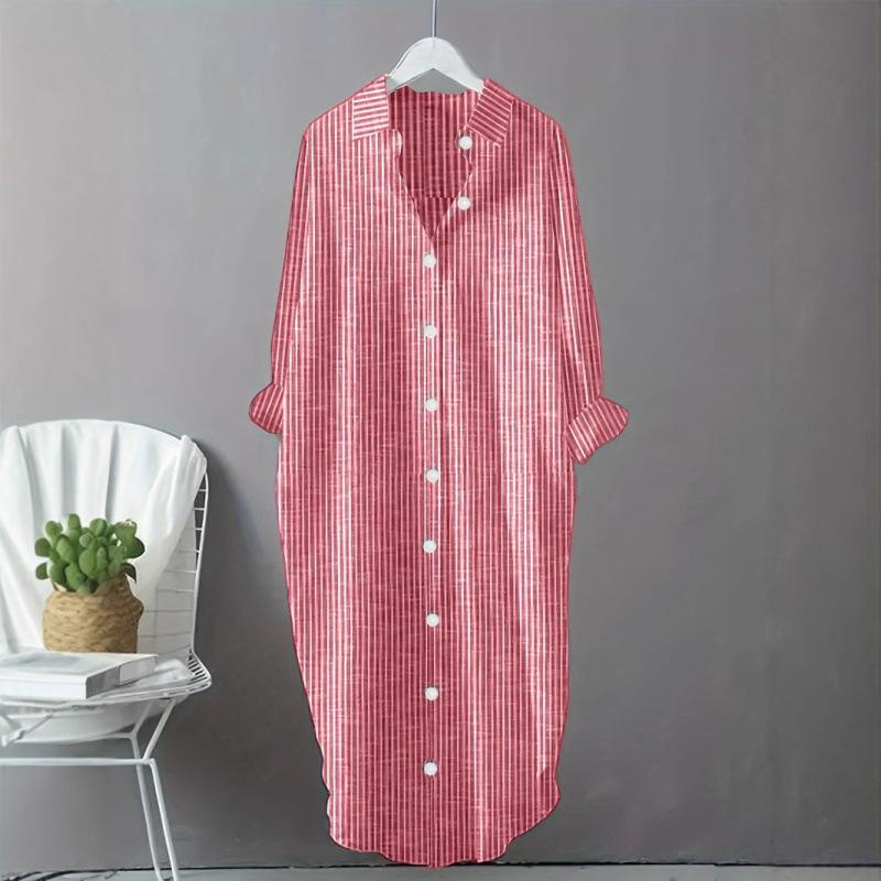 2026 Women's Loose Fit Printed V-Neck Long-Sleeved Shirt