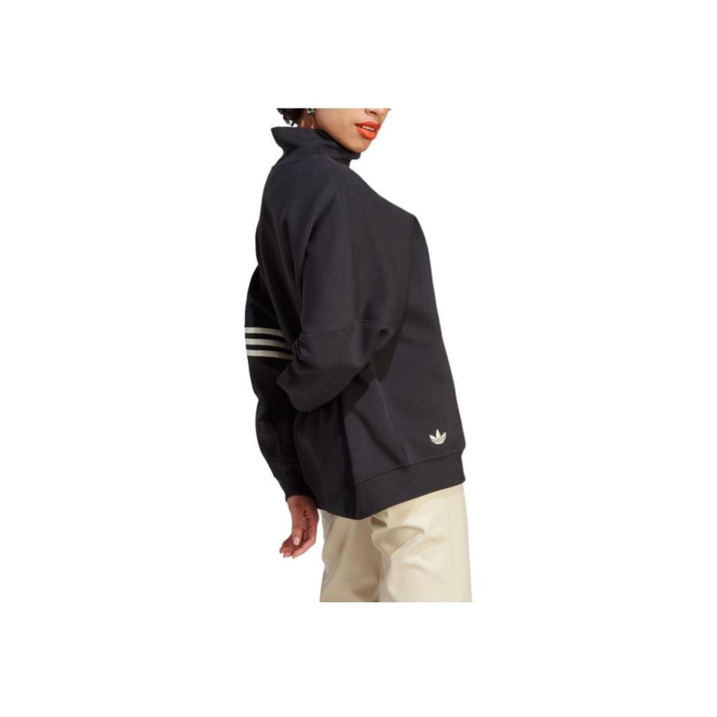 Adidas Originals Adicolor Neuclassics Suéter Tres Rayas Bloque de Color Cuello Alto Corte Holgado Deportivo Manga Larga Sudadera Suéter para Mujer Negro IM1817
