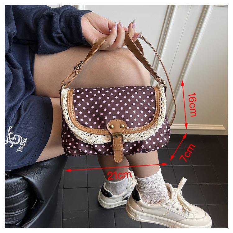 Women Retro Polka Dot Shoulder Bag Crossbody Messenger Bag Ladies Purse