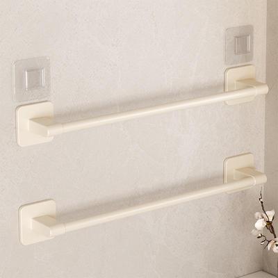 Krémový věšák na ručníky s přísavkami bez vrtání, Úložný prostor na ručníky do koupelny a na toaletu, Jednotyčový držák na ručníky