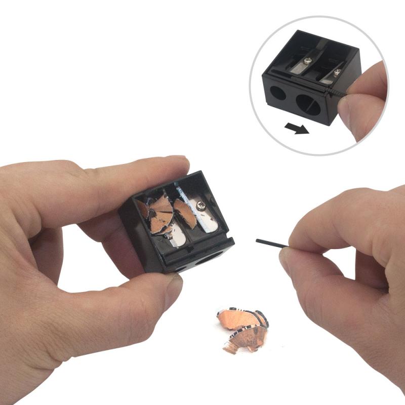 1pc Manual Pencil Sharpener Plastic Pencil Sharpener Double Hole Eyebrow Eye Shadow Pencil Lip Liner