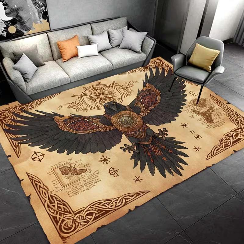 

Retro Viking Eagle Area Carpet Anti Slip Polyester Carpet Is Very Suitable for Living Room and Gaming Room Carpet Decoration 40x60cm