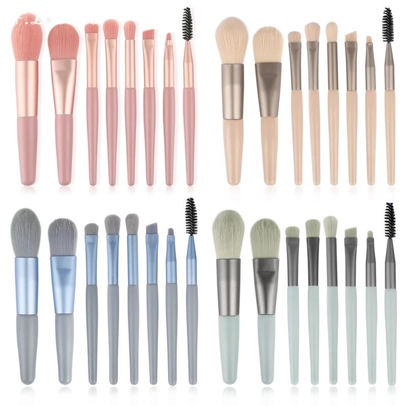 8Pcs Mini Reise Frauen Make-Up Pinsel Set Tragbare Weiche Concealer Pinsel Schönheit Foundation Lidschatten Werkzeug Wimpern Pinsel Mit tasche
