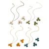2Pcs/Set Women Jewelry Set Enamel Flower Charm Adjustable Length Necklace Faux Pearl Drop