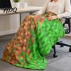 Brown Green Grid Miners Fuzzy Blanket Pixel Blanket Geometric Kids Flannel Patchwork Pixelated Bed Sofa