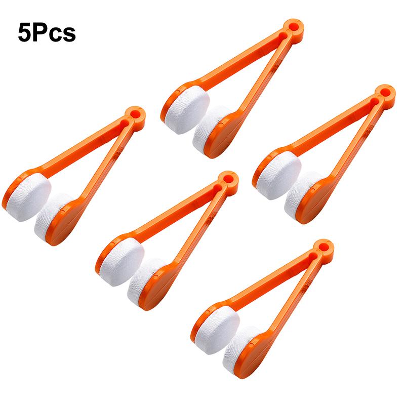 

5 шт. Креативная двусторонняя щетка для очков, портативная салфетка для чистки очков, мягкая микрофибра, инструменты для протирки очков оранжевый