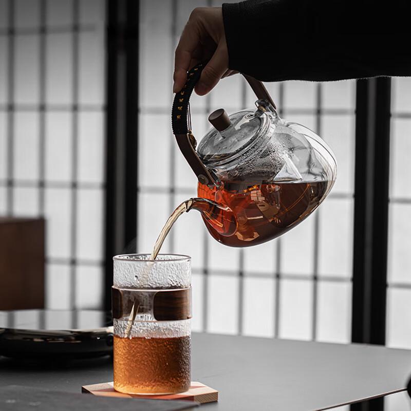 Transparent Glass Steaming Teapot Set with Electric Cooker