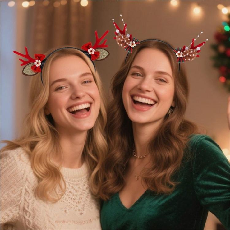 Light Weight Reindeers Antlers Headbands Plastic Hair Decoration For Christmas Parties Costume Accessories
