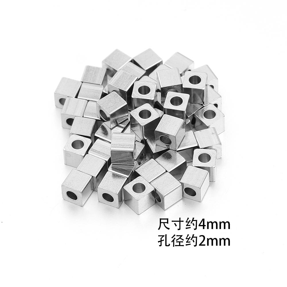 50Pcs 2.5 3 4 5 6mm Stainless Steel Beads Cube Spacer Beads Square Loose Beads For DIY Jewelry Making Necklace Bracelet Supplies
