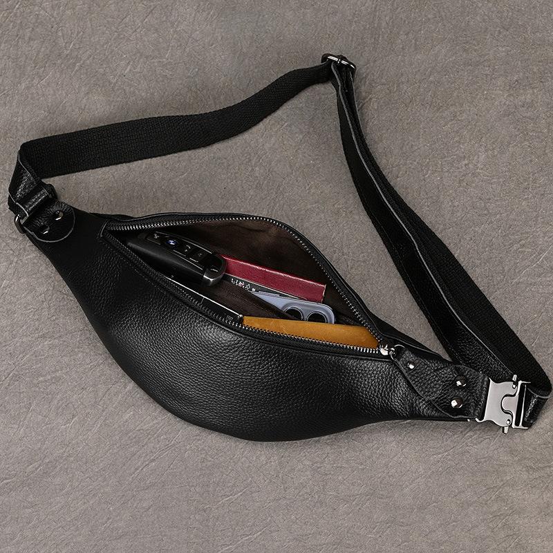 Waist Bag For Men 2026 Genuine Leather Outdoor Leather Chest Pack Waist Pack Cross Body Men's Sling Bag Luxury Fashion Male Bag
