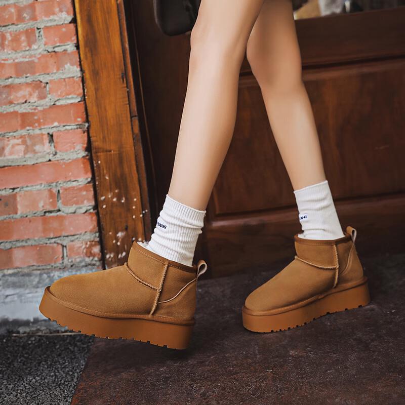 Shenbaolai Women's Warm Fleece-Lined Ankle Snow Boots