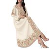 Spring and Autumn Ladies Plant Floral Print Fashion Casual Loose Flared V-Neck Long Dress