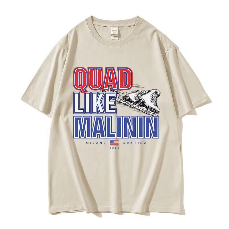 Quad Like Malinin Figure Skater Fans Gift Graphic T Shirts Unisex Women Vintage Fashion Pure Cotton Short Sleeve Tshirt Streetwear