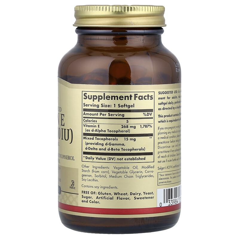 Vitamin E, 268 mg (400 IU), 100 Vegan Softgels