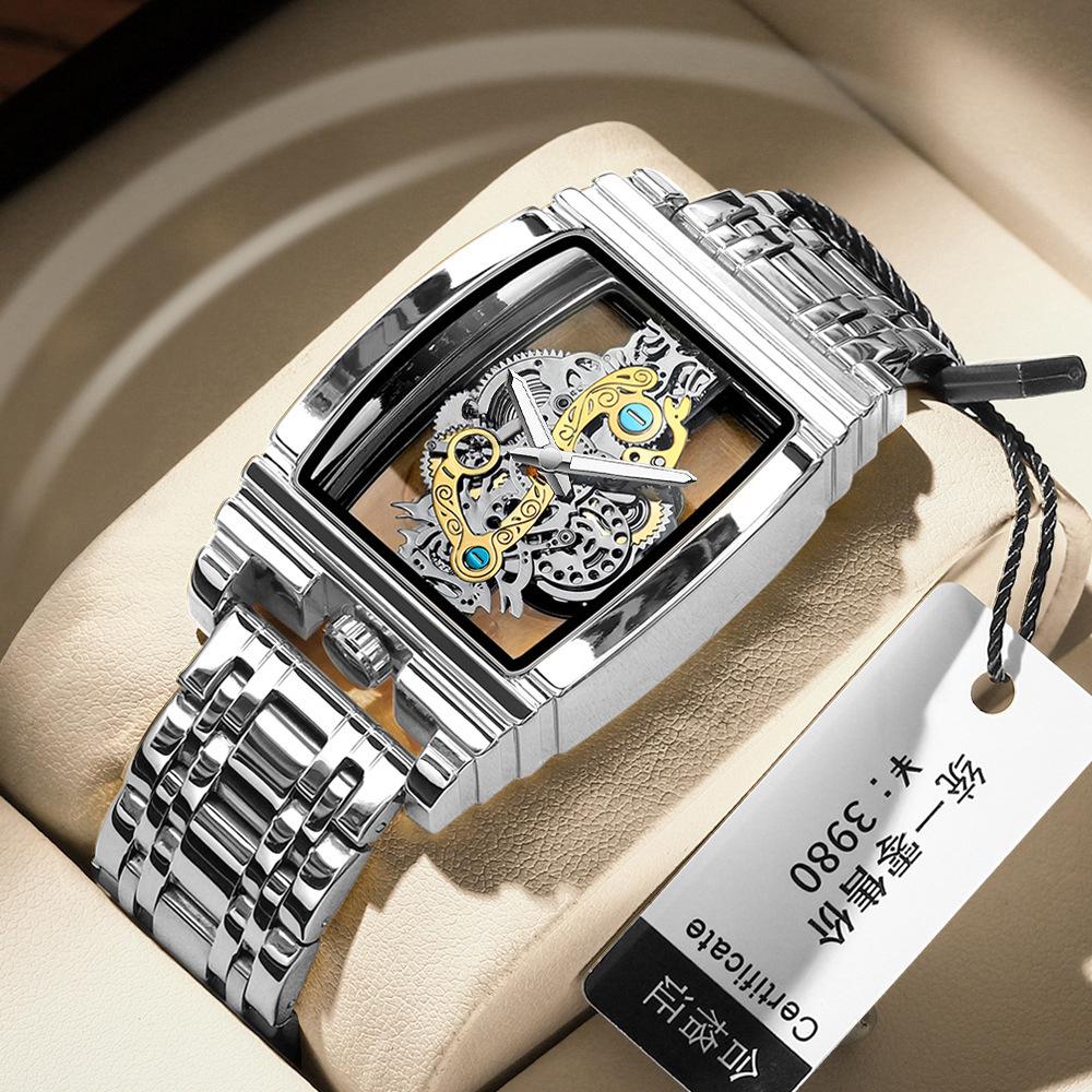 Men's Fashion Tourbillon Genuine Leather Motorcycle Watch - Waterproof & Luminous