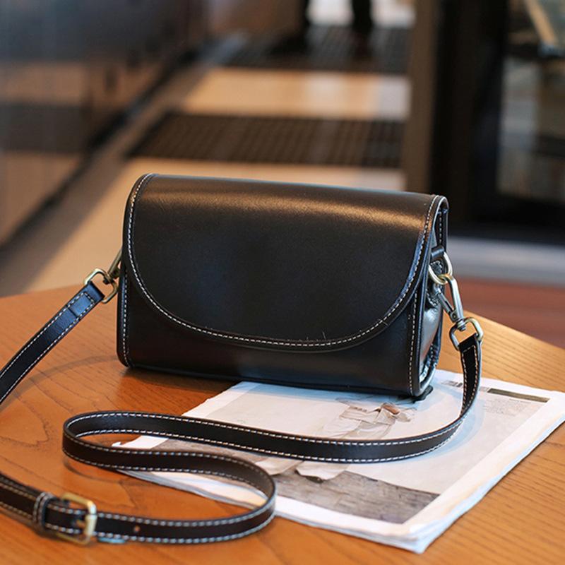 New retro leather women's bag first layer vegetable tanned cowhide shoulder bag fashionable versatile messenger bag