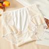 9089 Plus Size High Waist Lace Cutout Seamless Panties with Cotton Crotch