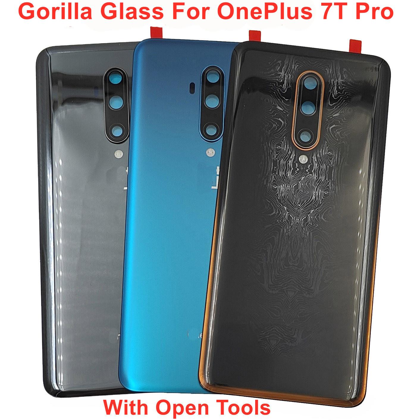 

Для OnePlus 7T Pro оригинальная задняя стеклянная крышка аккумуляторного отсека, жесткая задняя крышка, дверца, задняя панель корпуса + клей для объектива камеры