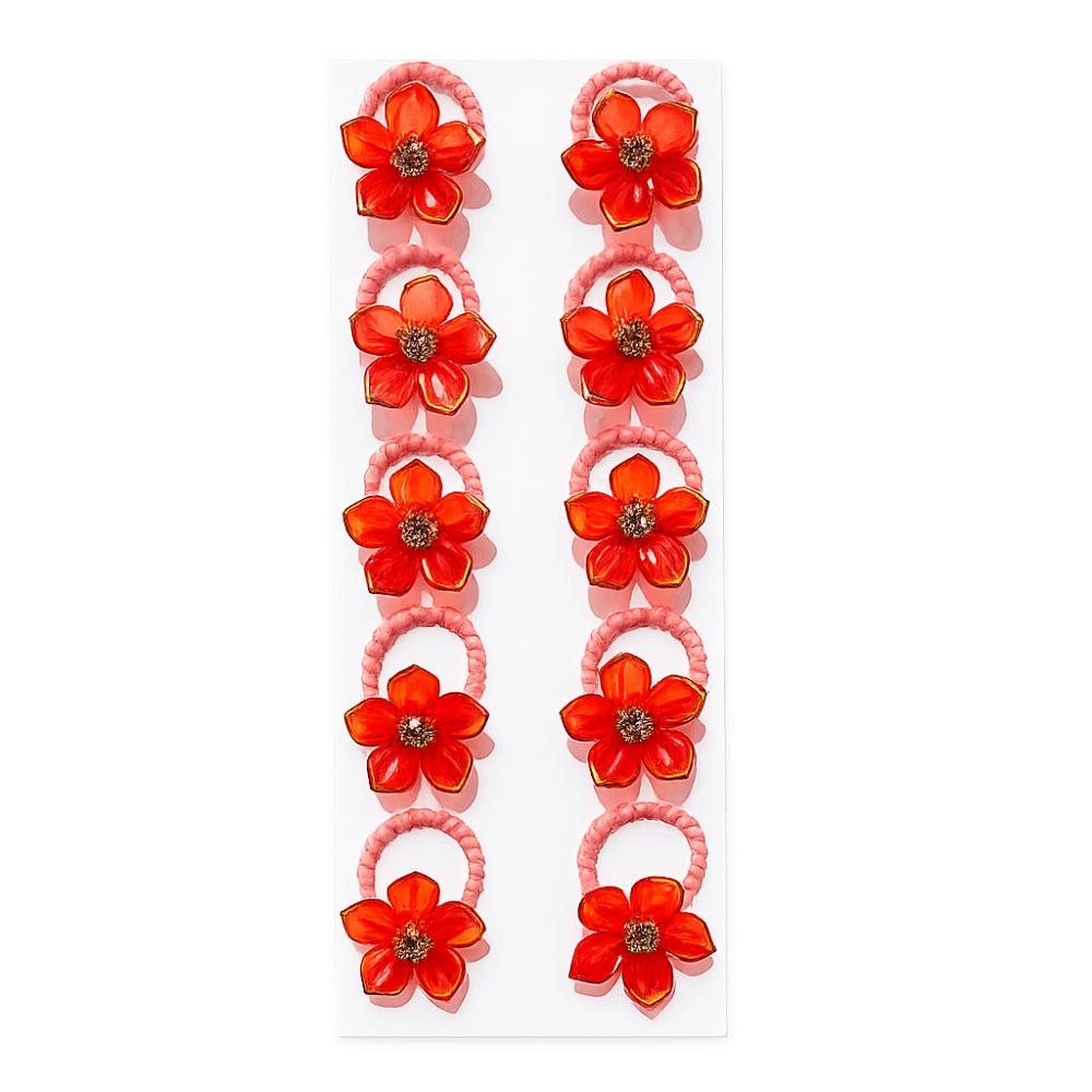 

10pcs Durable Flower Girls Hair Ties Non-Slip Braiding Elastic Rubber Bands Party червоний